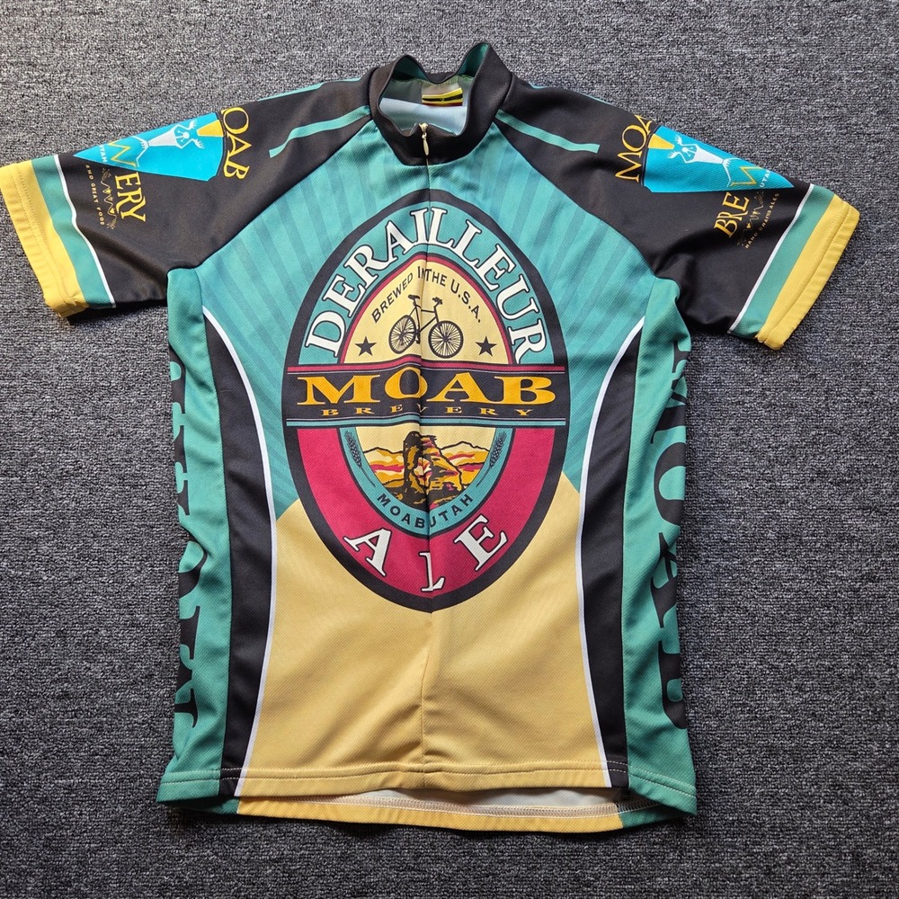 World Jerseys Cycling Jersey Mens Small Moab Brewery Derailleur Ale Graphic MTB